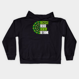 Recycle Reuse Renew Rethink Crisis Environmental Activism Kids Hoodie